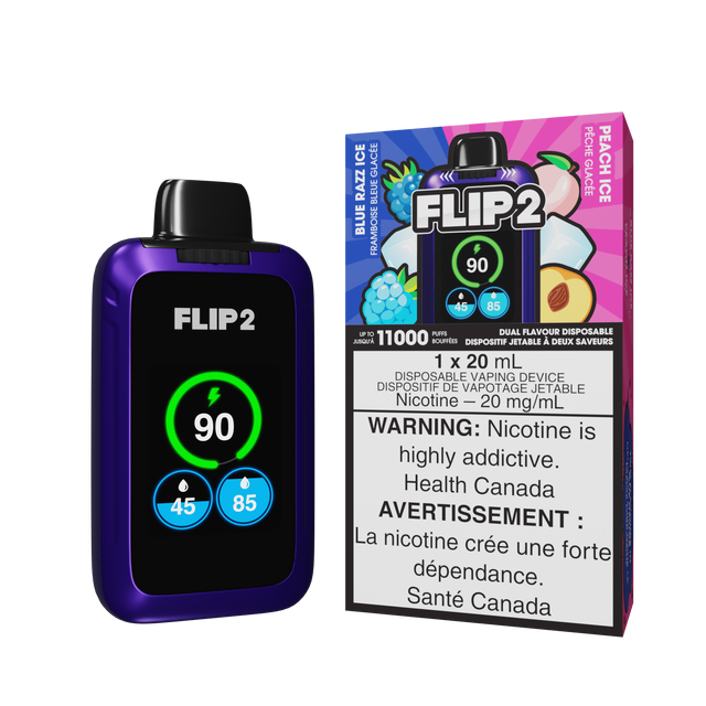 Blue Razz and Juicy Peach FLIP 2 Disposable Vape 11000 Puffs by Flip Bar