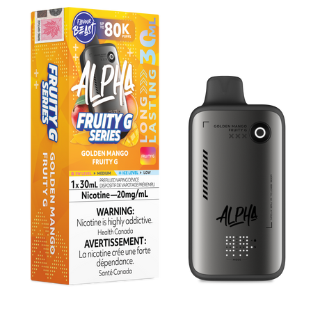 Flavour Beast Alpha 80K Disposable Vape Golden Mango Fruity G disposable vape with up to 80,000 puffs