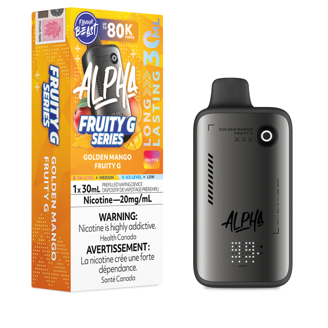 Flavour Beast Alpha 80K Disposable Vape Golden Mango Fruity G disposable vape with up to 80,000 puffs
