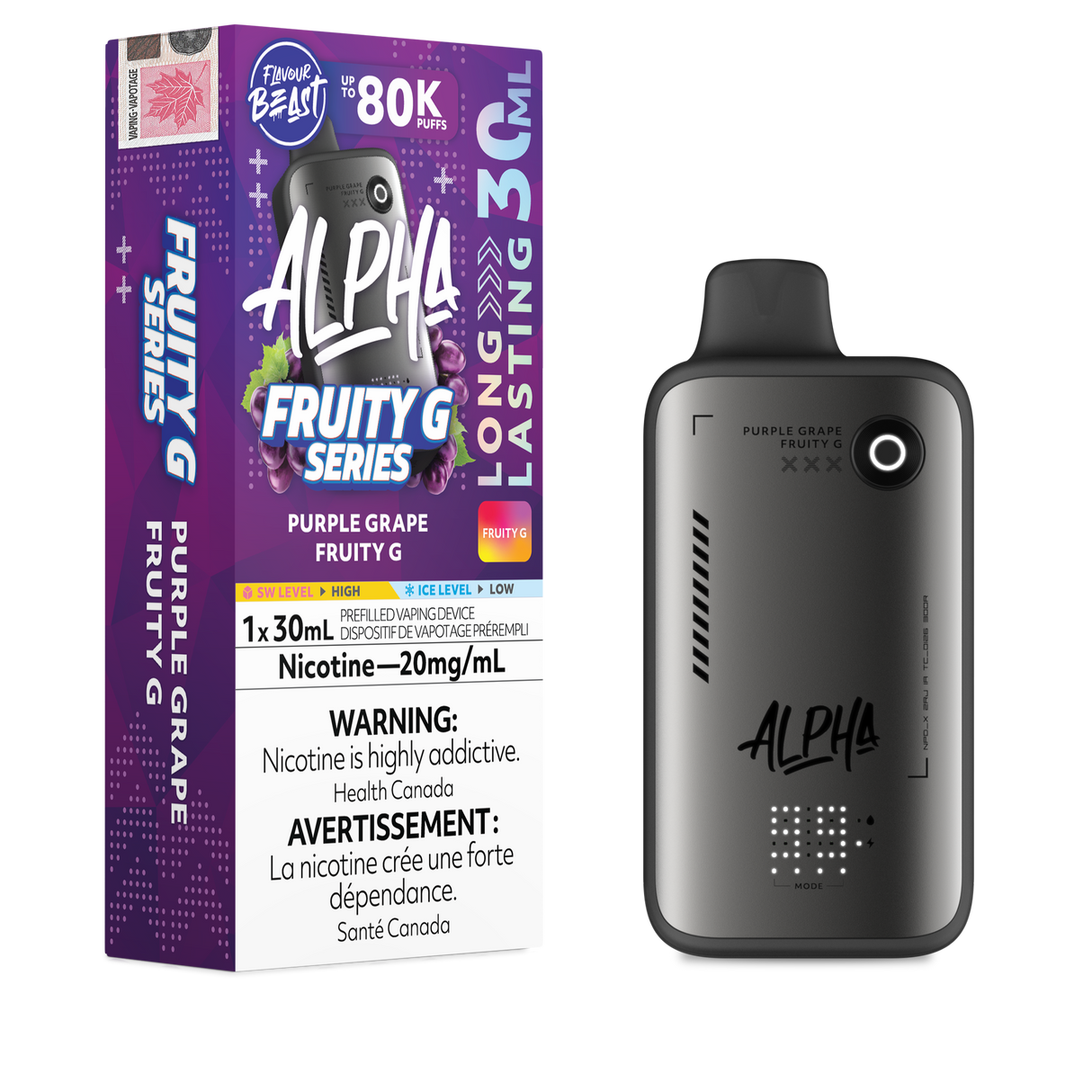 Flavour Beast Alpha 80K Disposable Vape Purple Grape Fruity G disposable vape with up to 80,000 puffs
