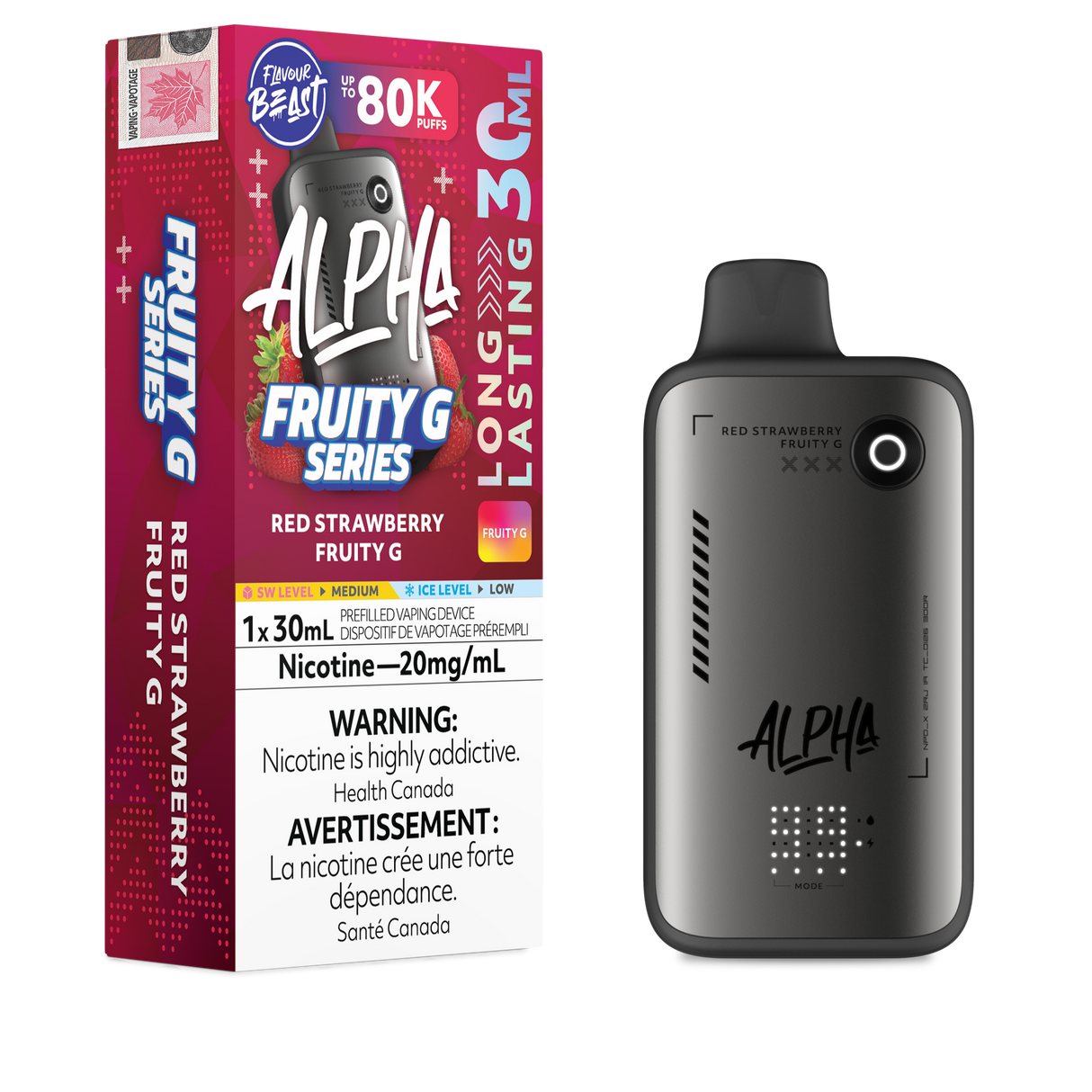 Flavour Beast Alpha 80K Disposable Vape Red Strawberry Fruity G disposable vape with up to 80,000 puffs