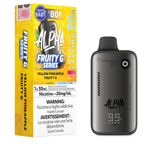 Flavour Beast Alpha 80K Disposable Vape Yellow Pineapple Fruity G disposable vape with up to 80,000 puffs