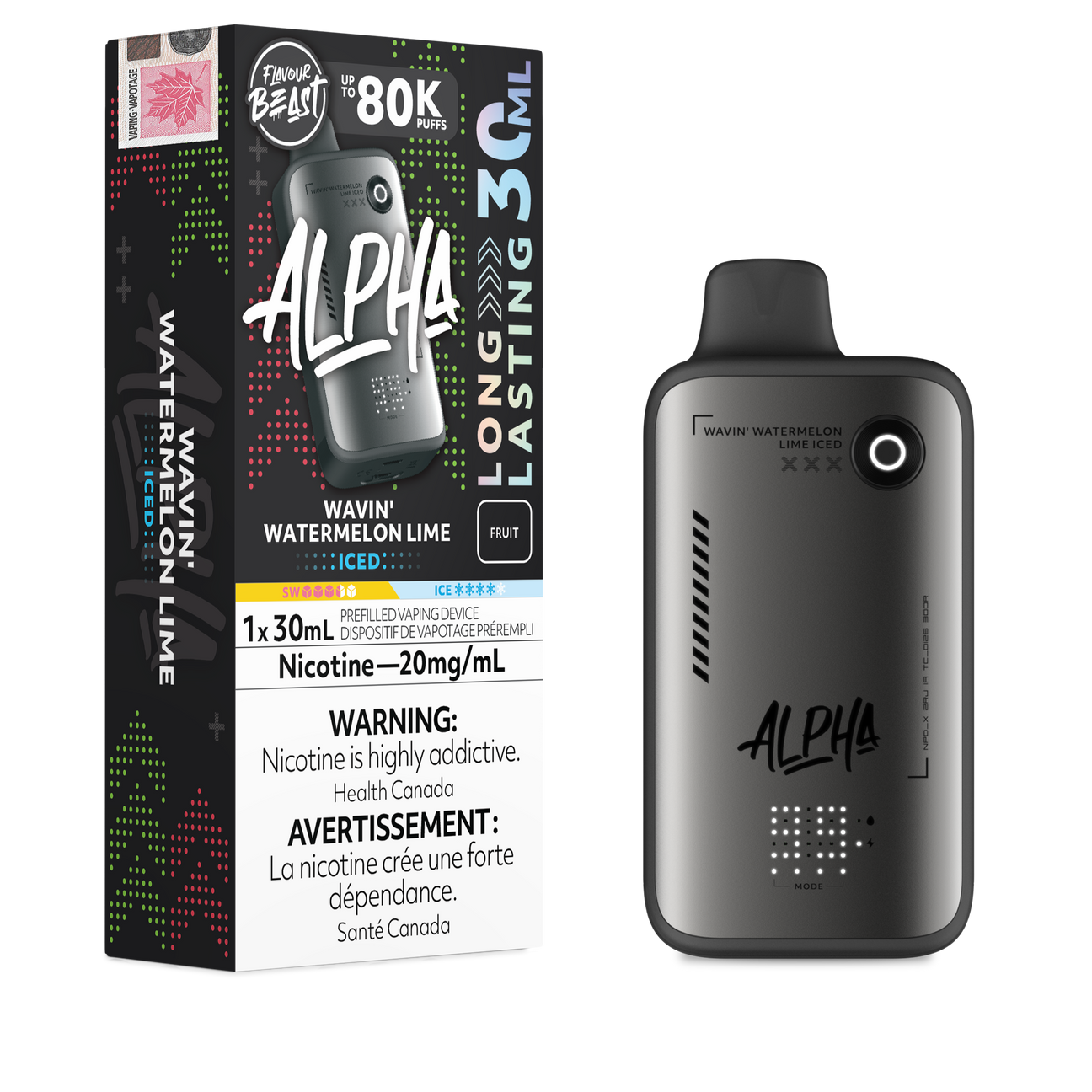 Wavin Watermelon Lime Iced Flavour Beast Alpha 80K Disposable Vape 80000 puffs disposable vape