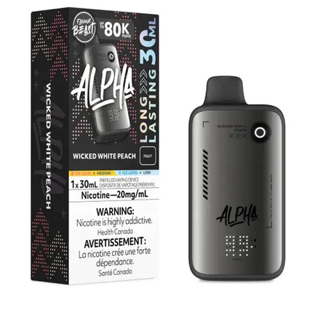 Wicked White Peach Flavour Beast Alpha 80K Disposable Vape with white peach flavour