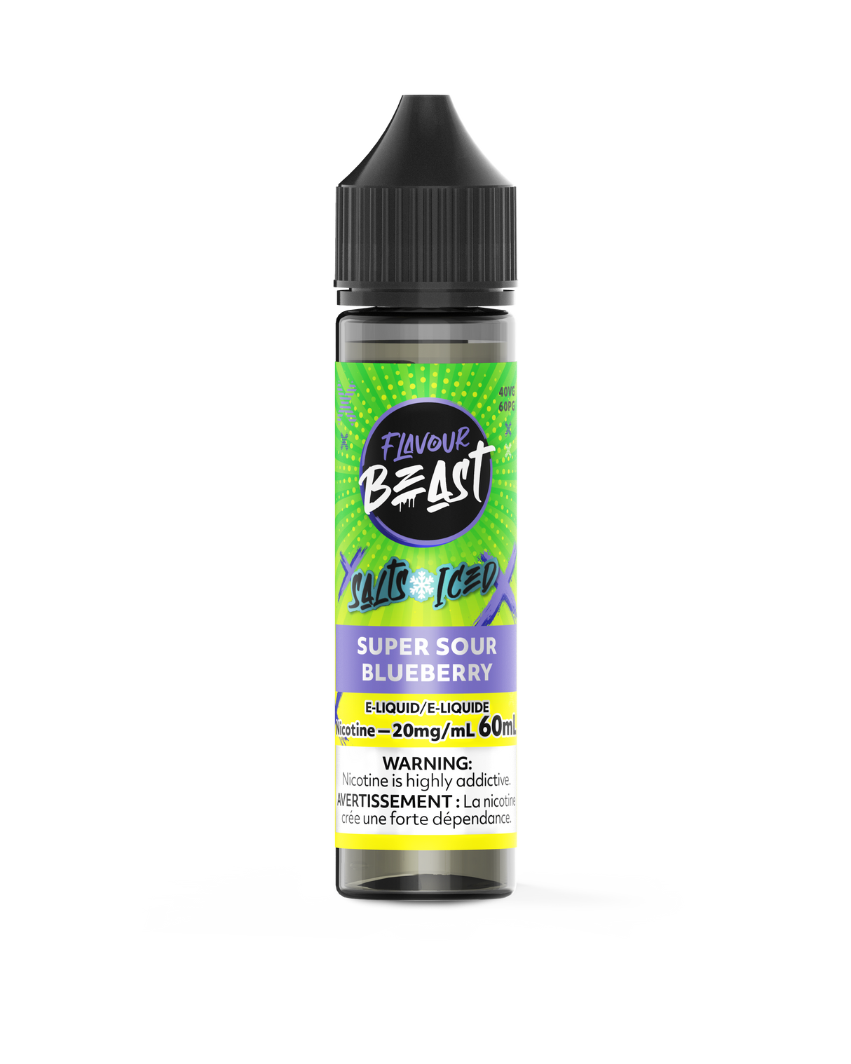 Super Sour Blueberry Iced - Flavour Beast Vape Juice E-Liquid Nic Salt 60ml