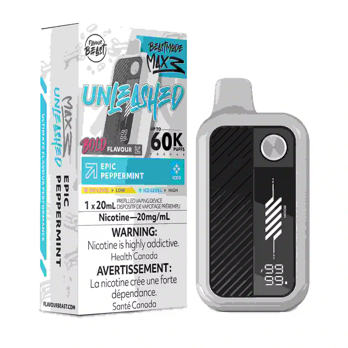 Epic Peppermint Flavour Beast Mode Max 3 60,000 puff disposable vape