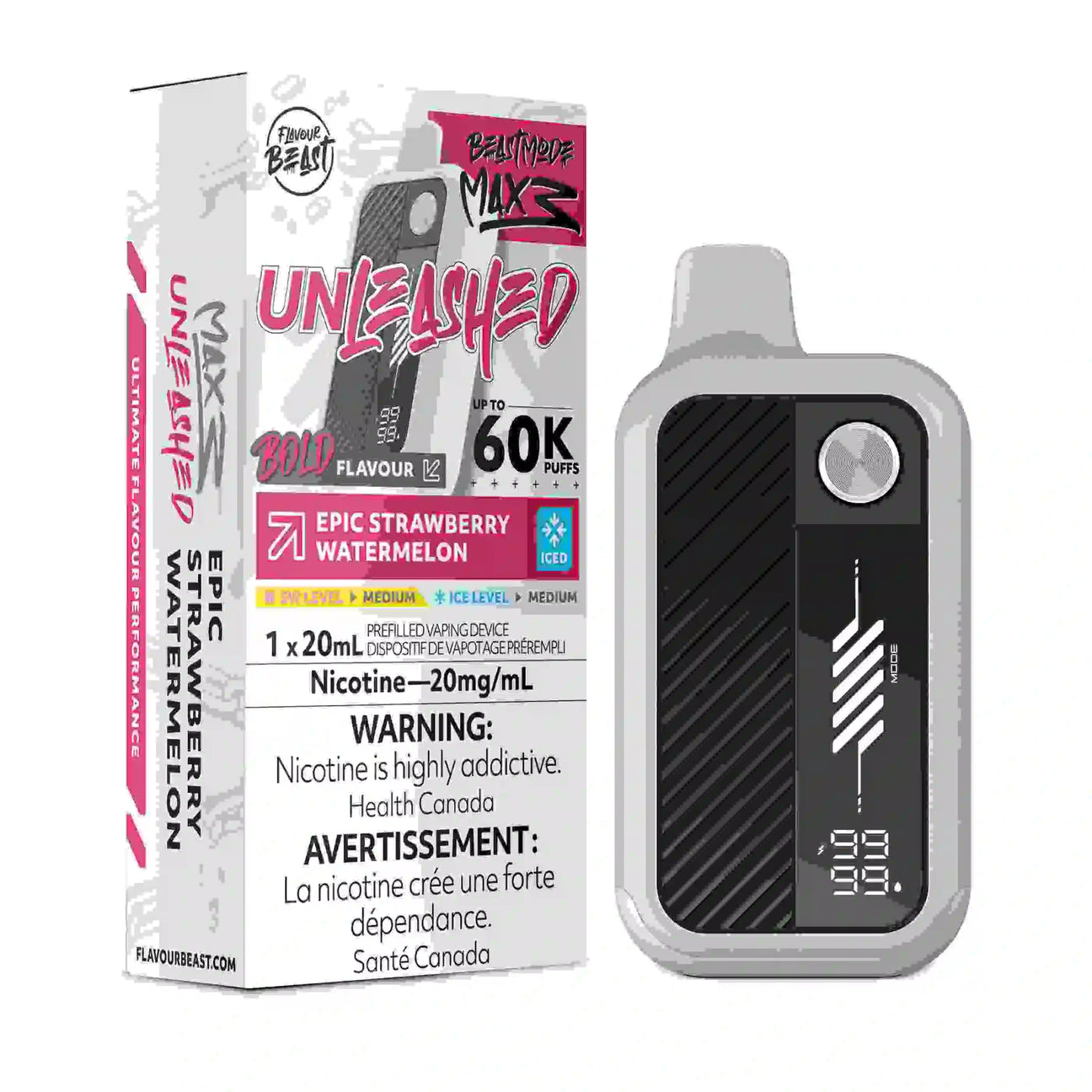 Epic Strawberry Watermelon Flavour Beast Mode Max 3 60,000 puff disposable vape