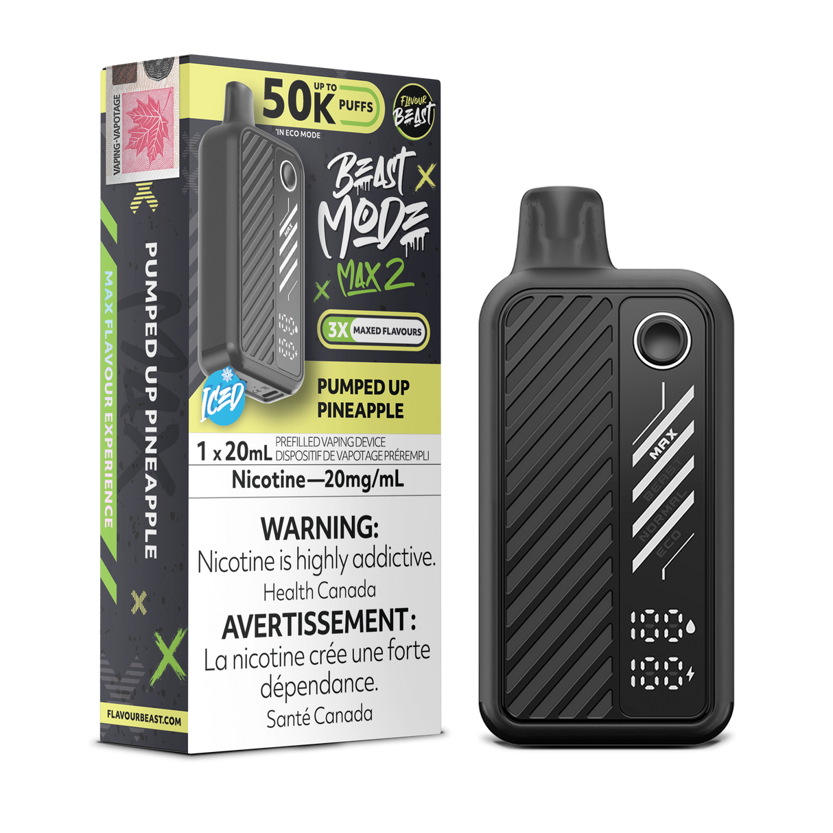 Flavour Beast 50K BeastMode Max 2 Disposable Vape - 50000 Puffs - Pumped Up Pineapple