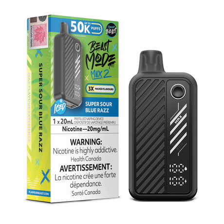 Super Sour Blue Razz - Flavour Beast BeastMode Max 2 50K Disposable Vape - 20mL - 20mg/ml Nicotine strength