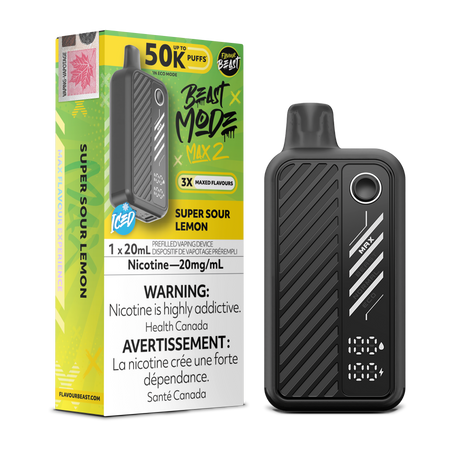 Super Sour Lemon - Flavour Beast BeastMode Max 2 50K Disposable Vape - 20mL - 20mg/ml Nicotine strength