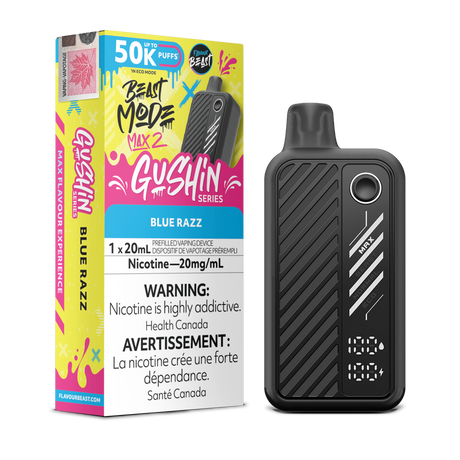 Gushin Blue Razz - Flavour Beast BeastMode Max 2 Disposable Vape - 50K Puffs - 20mL E-liquid - 20mg Nicotine
