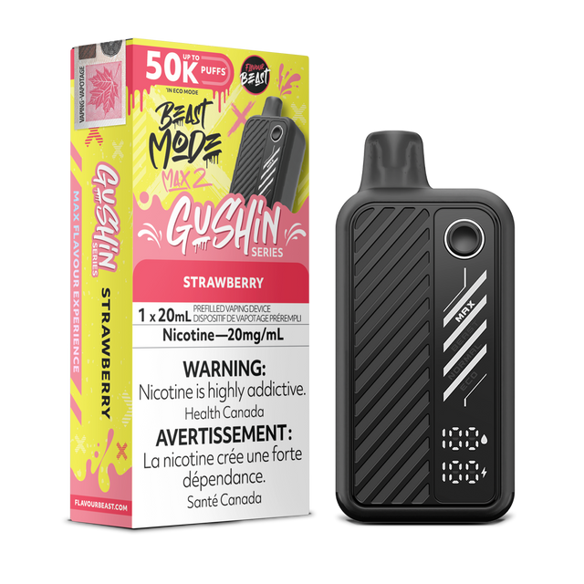 Gushin Strawberry - Flavour Beast BeastMode Max 2 Disposable Vape - 50,000 Puffs - 20mL E-Liquid - 20mg Nicotine