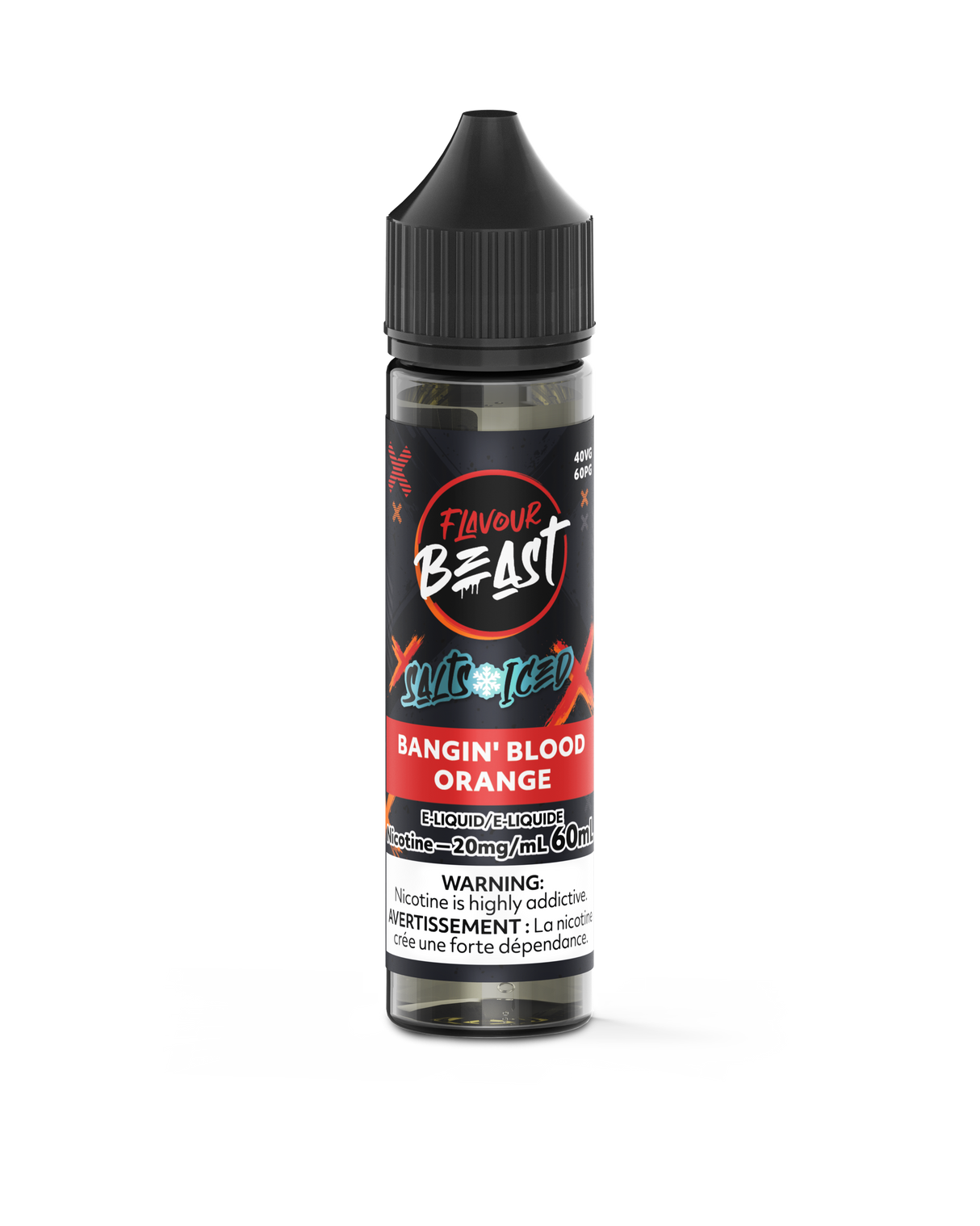 Flavour Beast E-Liquid - Bangin Blood Orange ICED - 20mg nicotine strength, 60mL capacity.