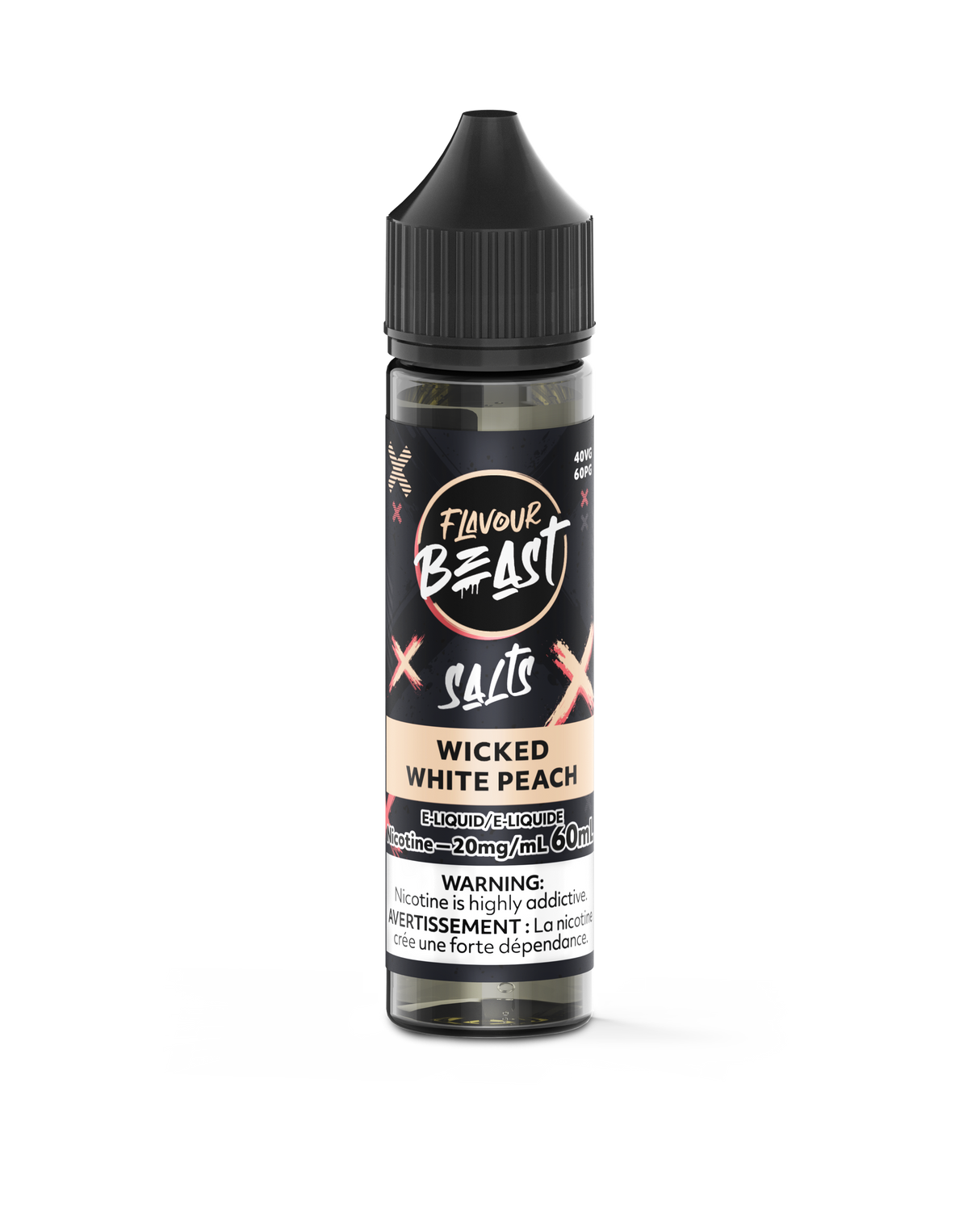 Flavour Beast Salt Juice E-Liquid - Wicked White Peach 60ml