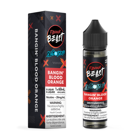 Flavour Beast E-Liquid - Bangin Blood Orange ICED - 20mg nicotine strength, 60mL capacity, bold citrus and icy finish iced salt vape juice.