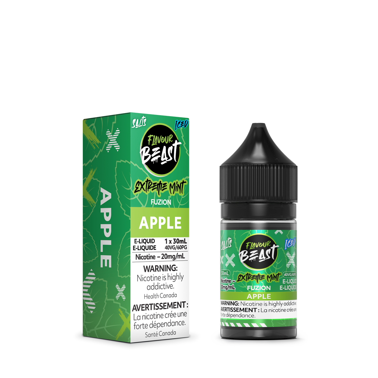 Apple Iced - Extreme Mint Fuzion E-Liquid by Flavour Beast, 30ml, 20mg/ml nicotine strength, 40VG/60PG