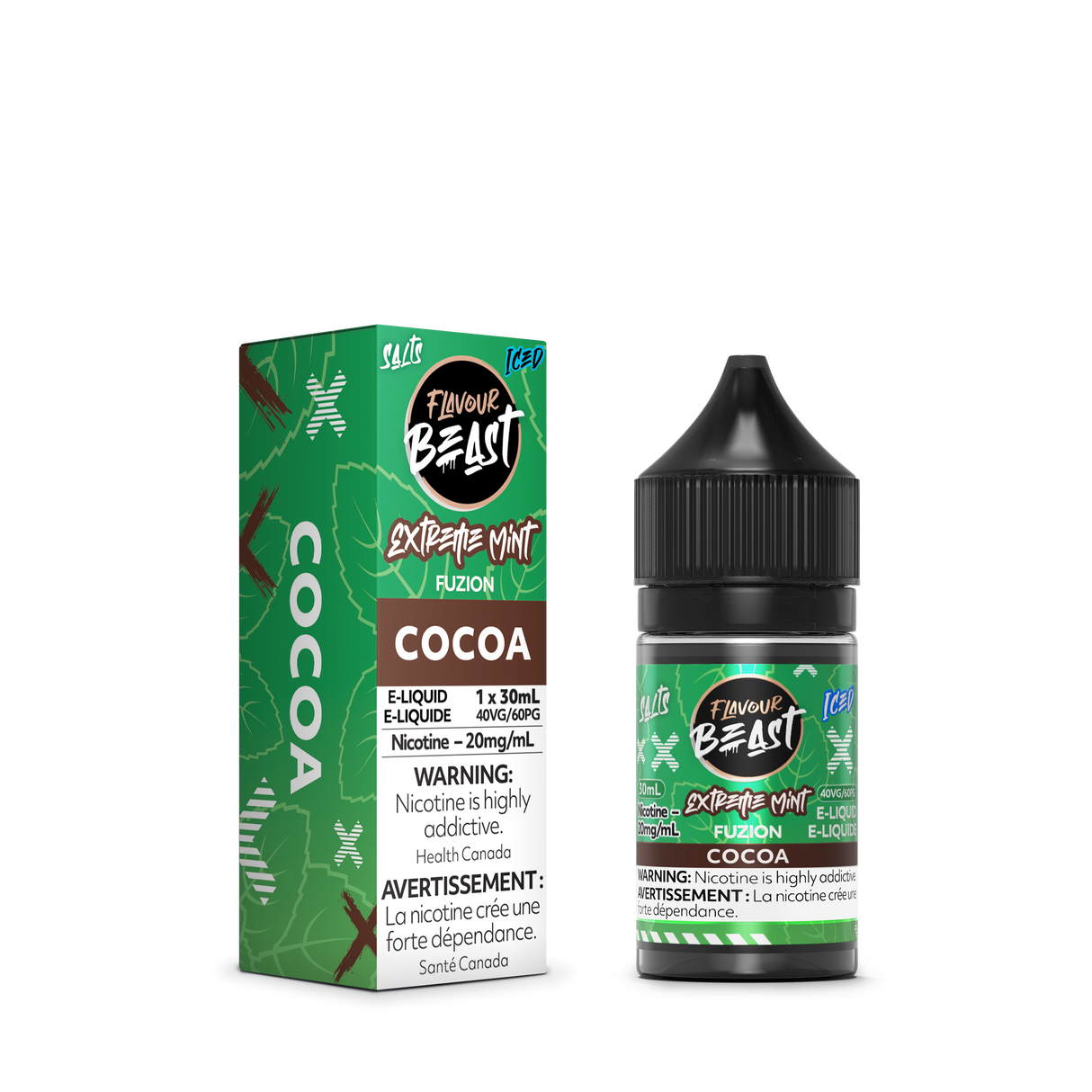 Cocoa Iced - Extreme Mint Fuzion E-Liquid by Flavour Beast, 30ml, 20mg/ml nicotine strength, 40VG/60PG