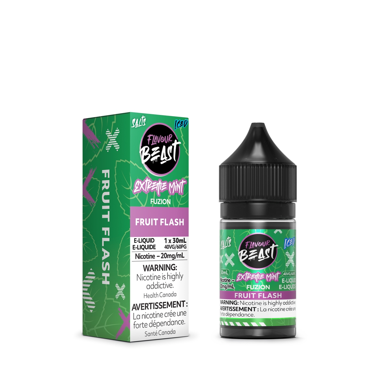 Fruit Flash Iced - Extreme Mint Fuzion E-Liquid by Flavour Beast, 30ml, 20mg/ml nicotine strength, 40VG/60PG