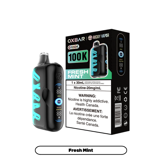 Oxbar Rocky Vapor G100K Fresh Mint disposable vape 100,000 puffs