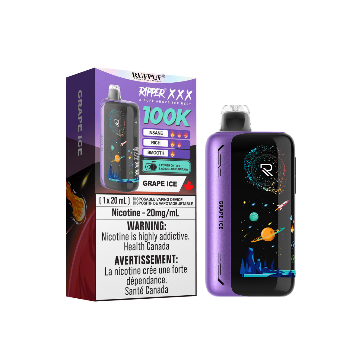 GRAPE ICE Ripper XXX 100k Disposable Vape – Quality Vapes