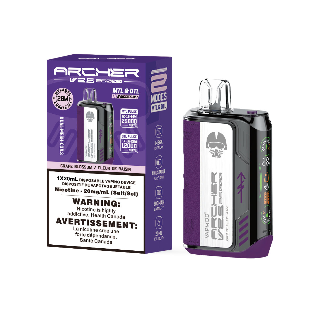 VAPMOD ARCHER VAPE 25K DISPOSABLE V2.5 - Shakura Grape