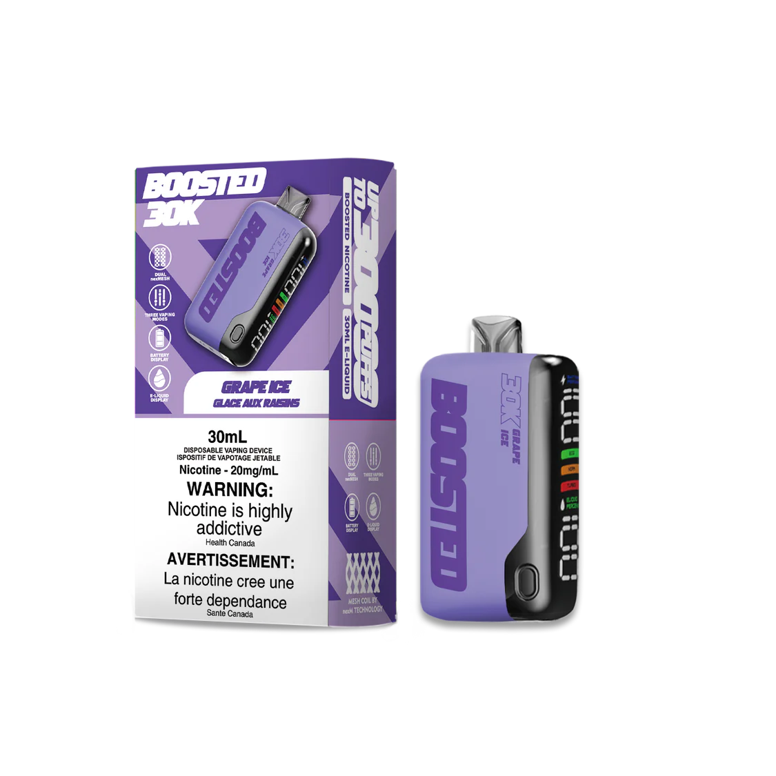 BOOSTED 30K Disposable Vape Grape Ice flavour