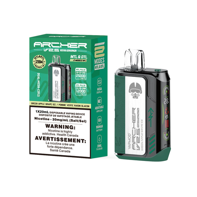 VAPMOD ARCHER VAPE 25K DISPOSABLE V2.5 - Green Apple Grape Ice