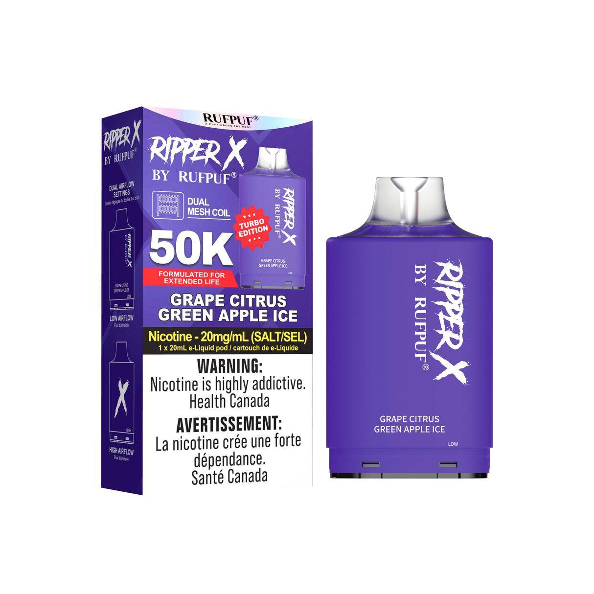 Grape Citrus Green Apple Ice - Ripper X 50k Turbo Pod 20mg/ml