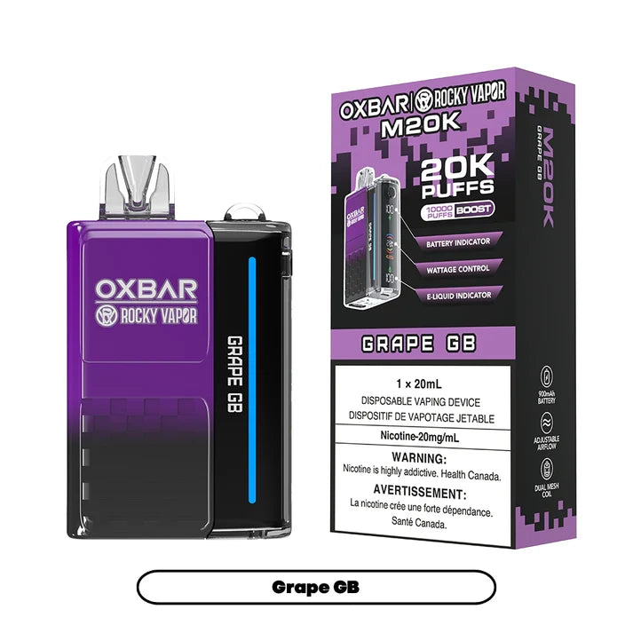 Oxbar Rocky Vapor 20K Grape GB disposable vape 20000 puffs