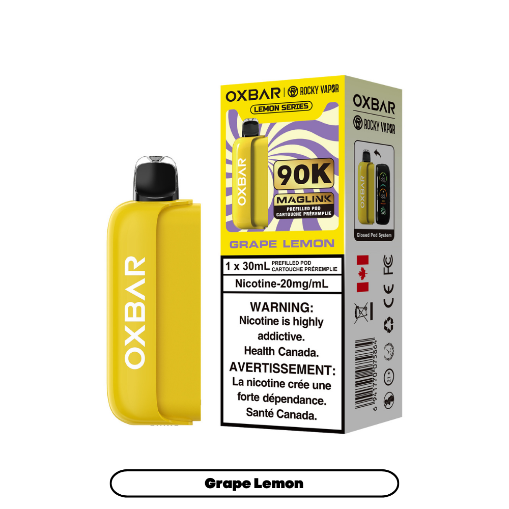 Rocky Vapor Oxbar Maglink Prefilled Pods 90K - Lemon Series - Grape