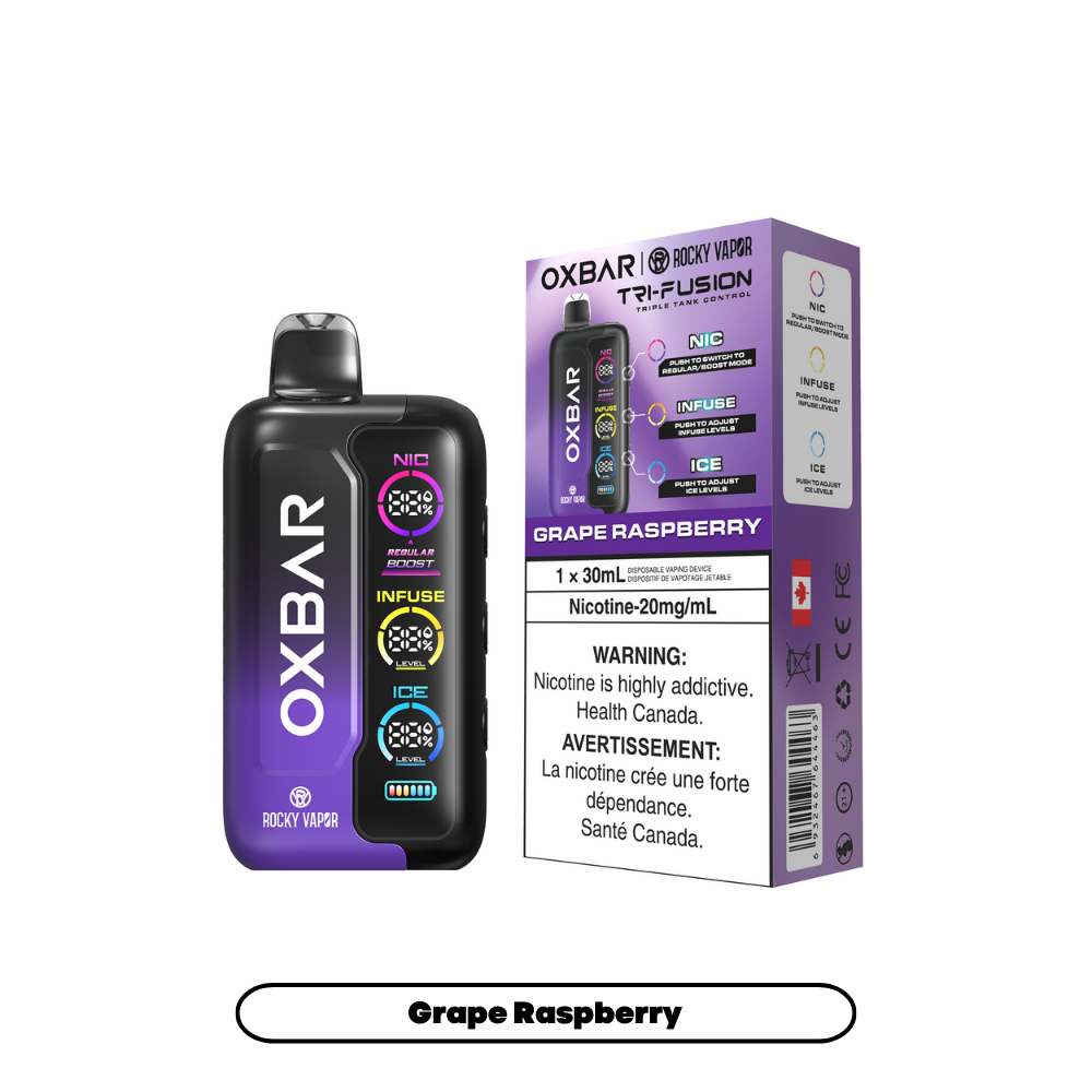 Oxbar Tri Fusion Disposable Vapes - Grape Raspberry