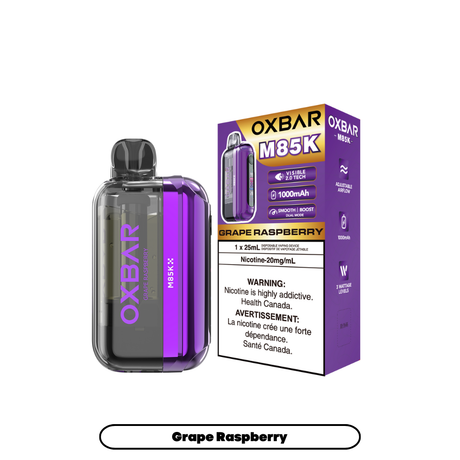 Oxbar M85K Grape Raspberry disposable vape – grape and raspberry flavour – 85,000 puffs