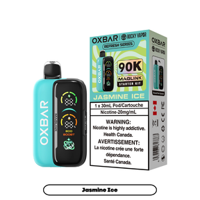 Oxbar x Rocky Vapor Maglink Disposable Vape Jasmine Ice disposable vape with 90000 puffs and dual mesh coil in Canada