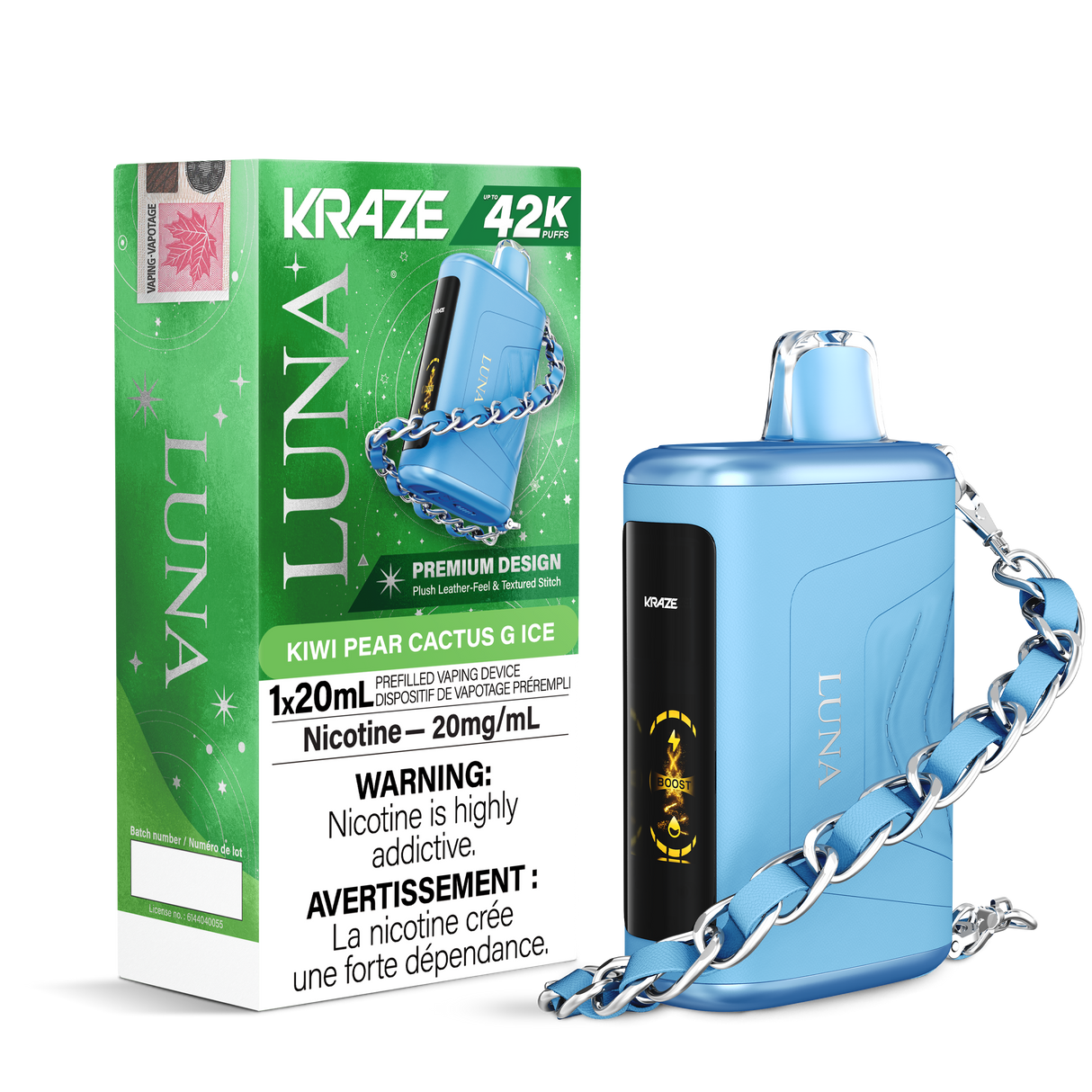 Kiwi Pear Cactus G Ice - KRAZE Luna 42K Disposable Vape 42,000 Puffs, 20mg/ml