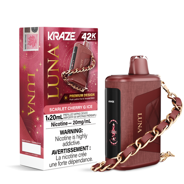 Scarlet Cherry G Ice - KRAZE Luna 42K Disposable Vape 42,000 Puffs, 20mg/ml