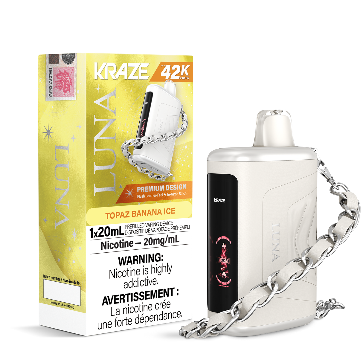 Topaz Banana Ice - KRAZE Luna 42K Disposable Vape 42,000 Puffs, 20mg/ml