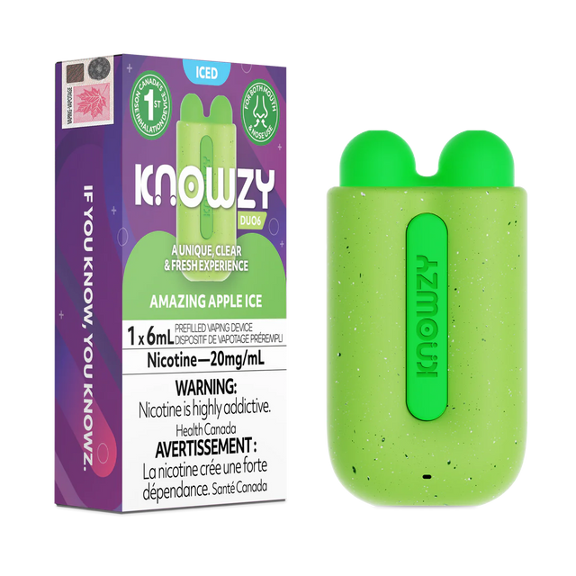 Knowzy-Duo6-Amazing-Apple-Ice 6ml 20mg/ml Prefilled Vaping Nose Inhalation Device