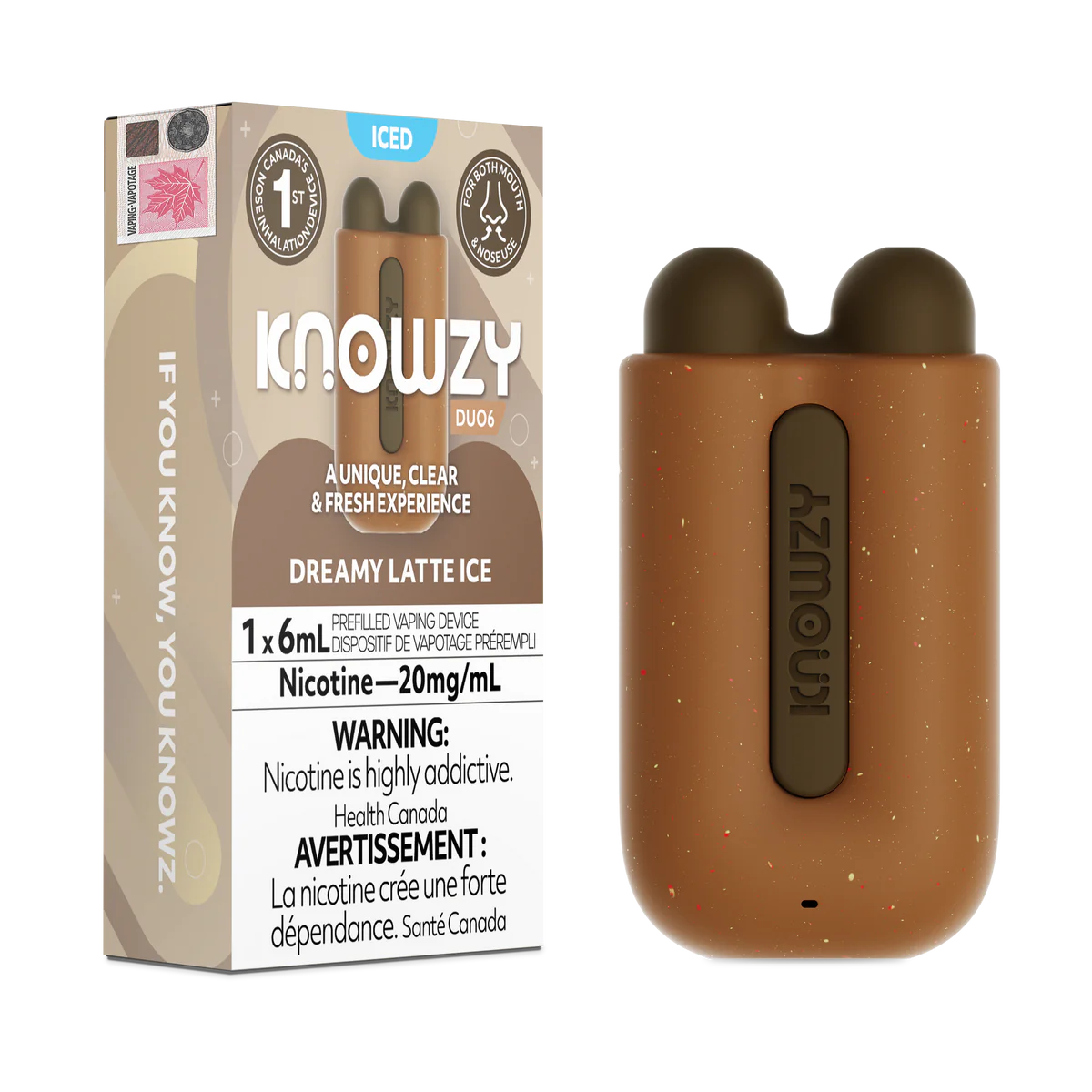 Knowzy-Duo6-Dreamy-Latte-Ice 6ml 20mg/ml Prefilled Vaping Nose Inhalation Device