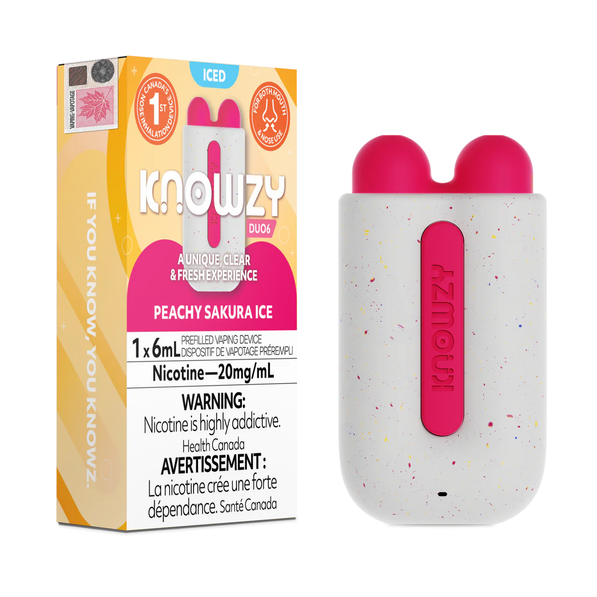 Knowzy-Duo6-Peachy-Sakura-Ice 6ml 20mg/ml Prefilled Vaping Nose Inhalation Device