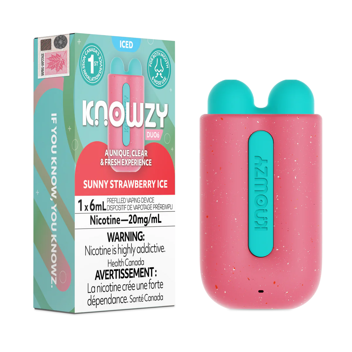 Knowzy-Duo6-Sunny-Strawberry-Ice 6ml 20mg/ml Prefilled Vaping Nose Inhalation Device