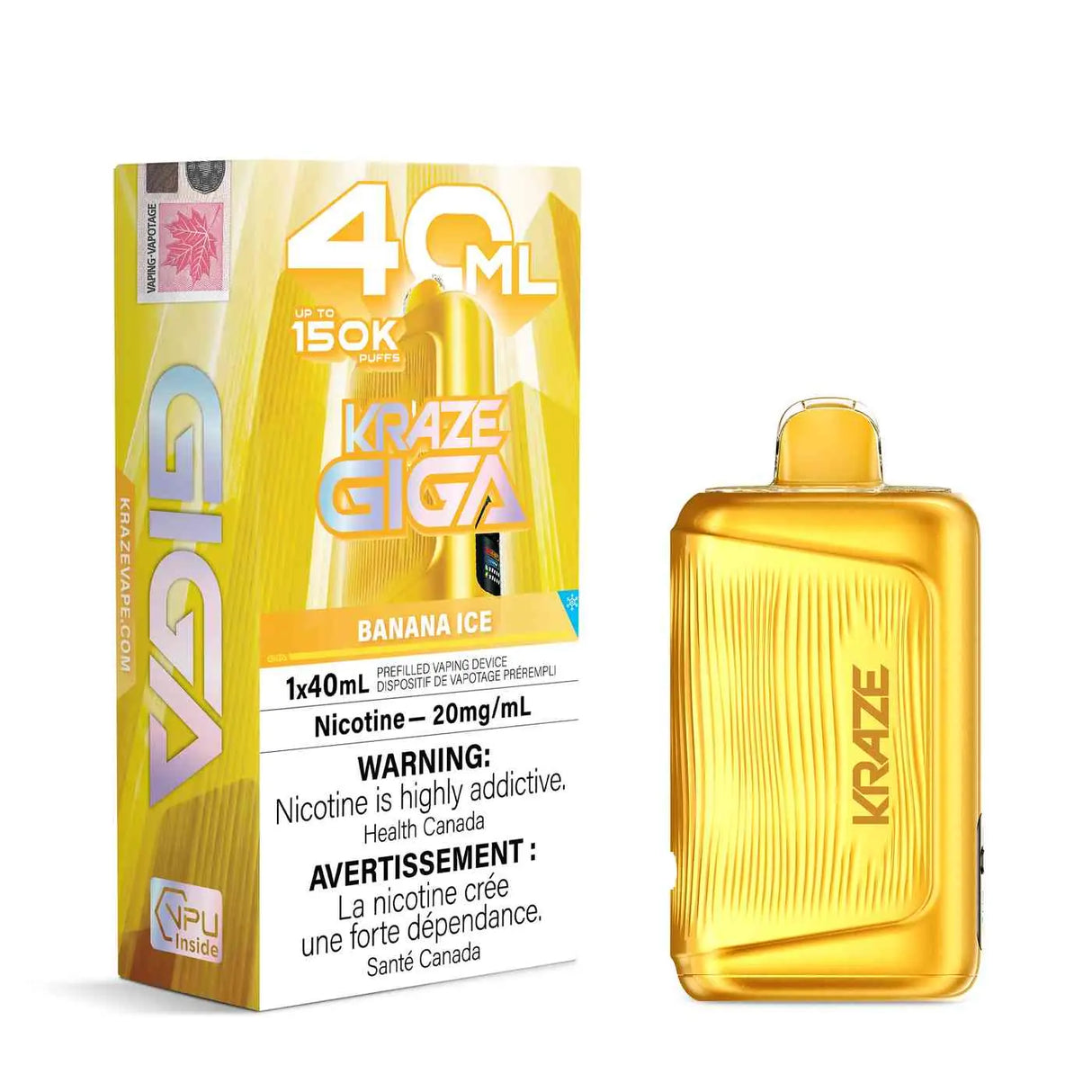 Banana Ice Kraze Giga 150K 150,000-puff disposable vape