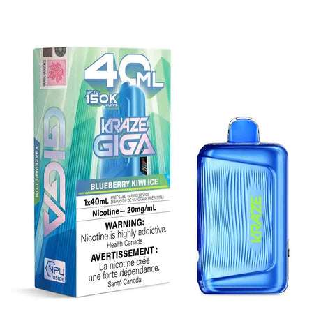 Blueberry Kiwi Ice Kraze Giga 150K 150,000-puff disposable vape
