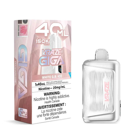 White G.B. Ice Kraze Giga 150K 150,000-puff disposable vape