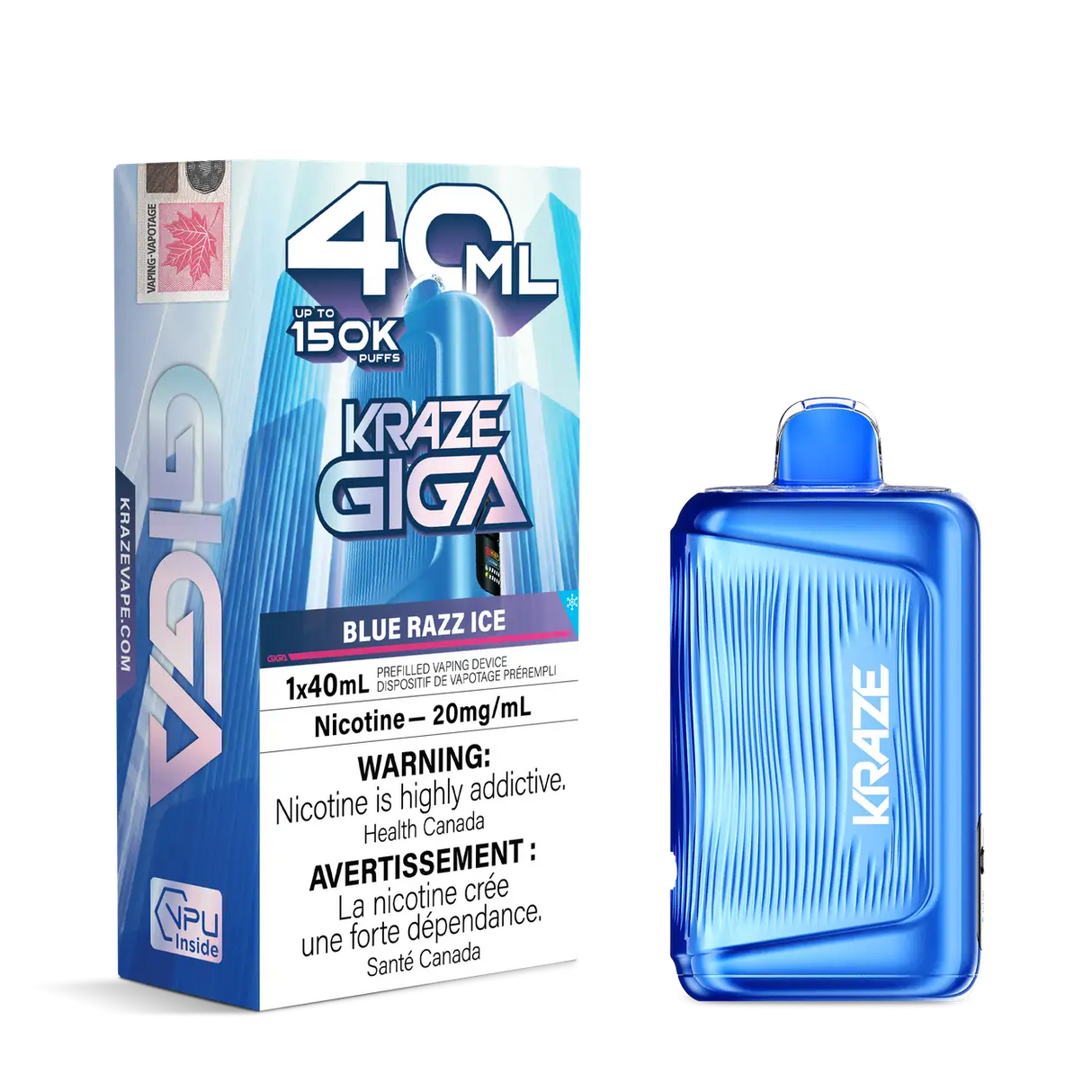 Blue Razz Ice Kraze Giga 150K Disposable Vape 40mL 