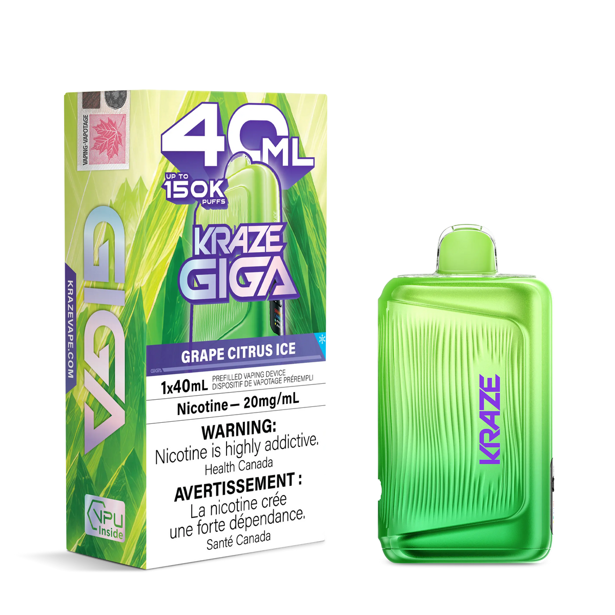 Grape Citrus Ice Kraze Giga 150K Disposable Vape 40mL