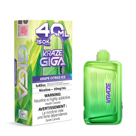 Grape Citrus Ice Kraze Giga 150K Disposable Vape 40mL