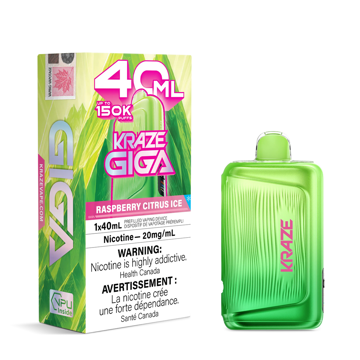 Raspberry Citrus Ice Kraze Giga 150K Disposable Vape 40mL
