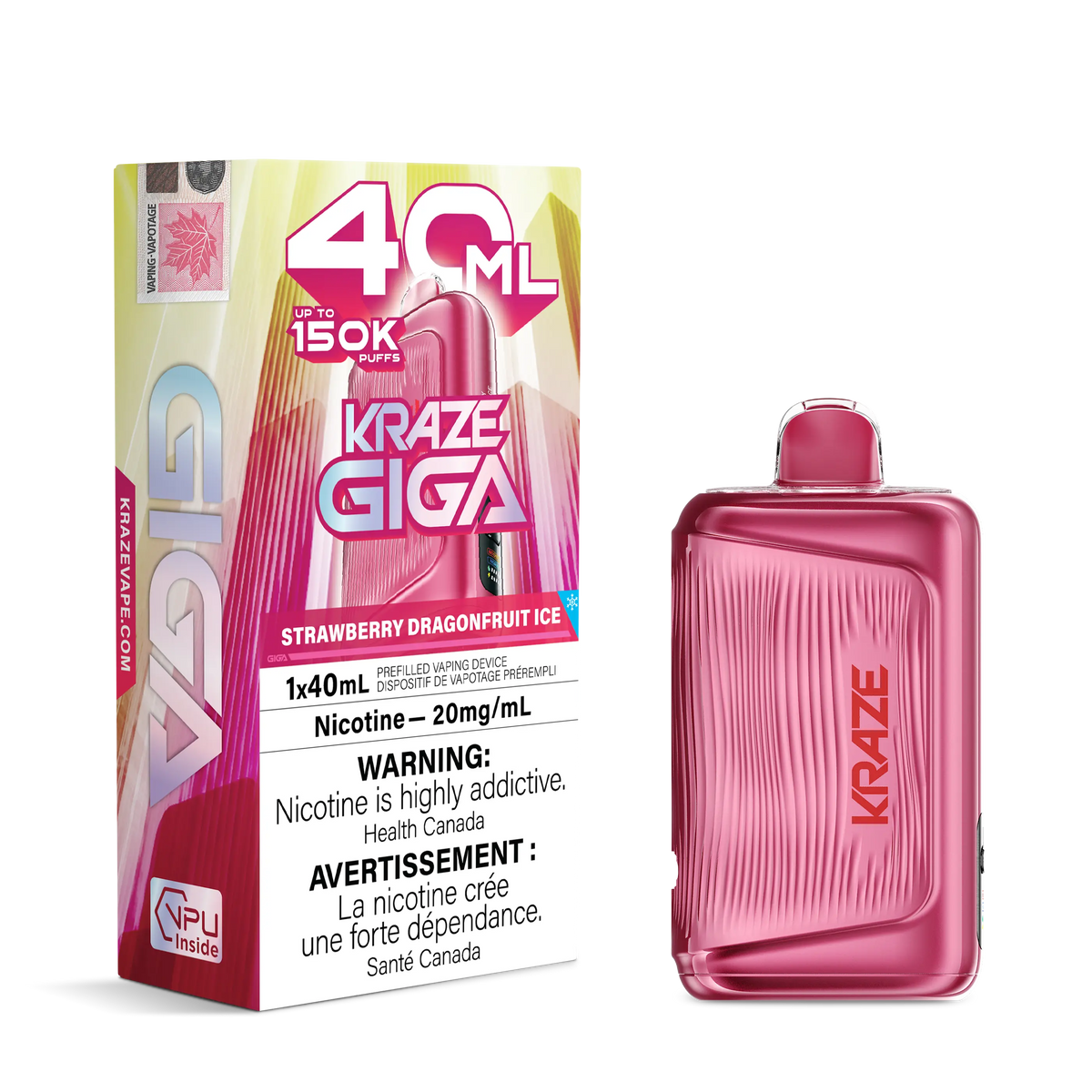 Strawberry Dragonfruit Ice Kraze Giga 150K Disposable Vape 40mL