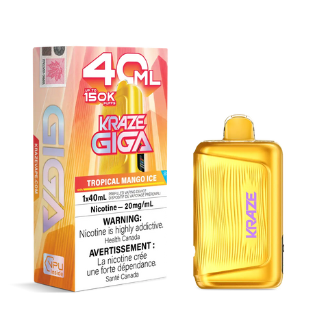 Tropical Mango Ice Kraze Giga 150K 150,000-puff disposable vape