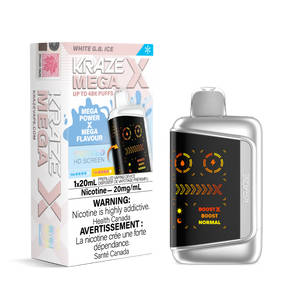 KRAZE MEGA X 48K Disposable Vape White G.B with smooth citrus fruit blend, 20mL e-liquid, 48,000 puffs and adjustable airflow